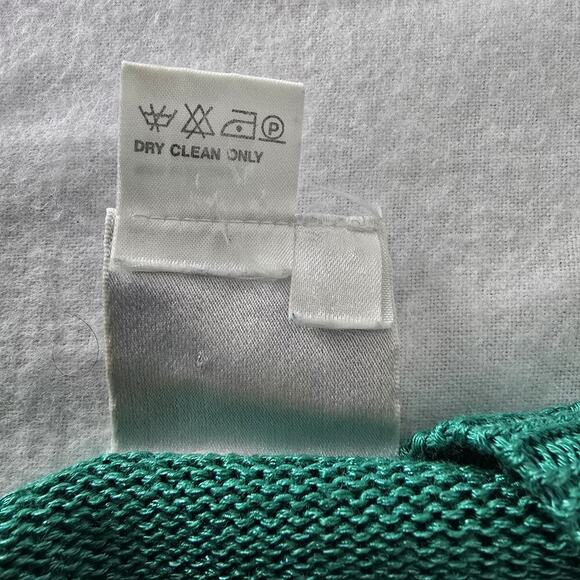 Mondi Teal Blue Flower VTG Pullover Rayon Silk Blend Embellished Sweater Size 40 - Picture 6 of 6